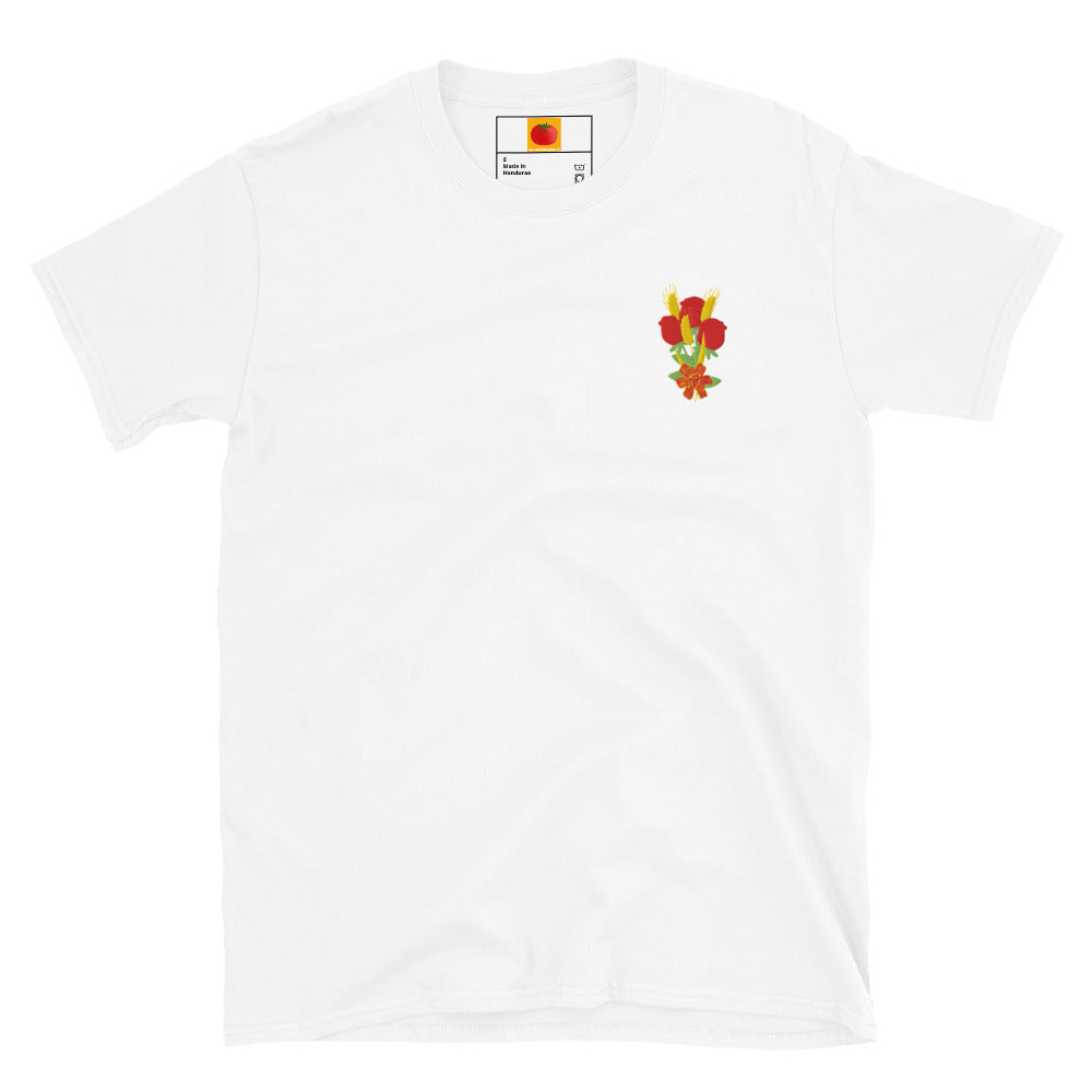 Samarreta brodada amb ram de roses Sant Jordi – blanc - Tot Queda en Família